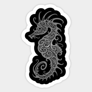 Intricate Dark Tribal Seahorse Design Sticker